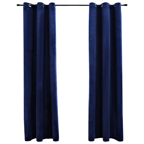 vidaXL Elegant Navy Blue Blackout Curtains - Velvet, Privacy Protection, Light Blocking Drapes - Suitable for Bedroom, Living Room, Office - Machine Washable, 37"x63", 2 Pieces