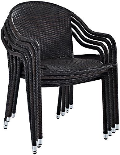 Palm Harbor 4Pc Stackable Wicker Outdoor Chair Set Brown - 4 Stackable Chairs