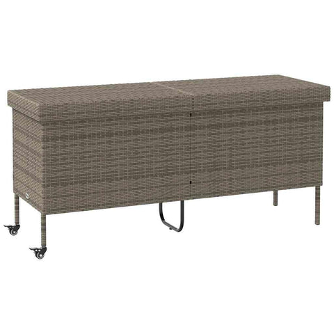 vidaXL Garden Storage Box Gray PE rattan, powder-coated steel