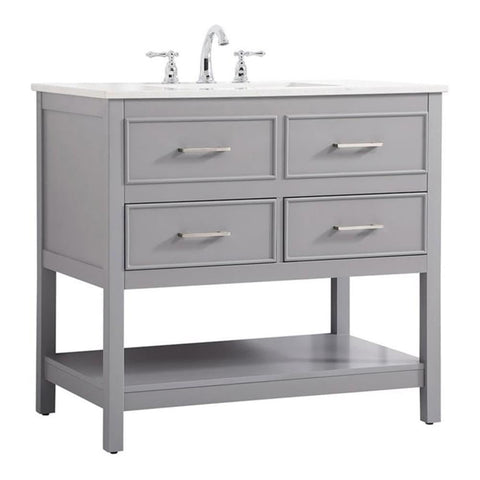 Elegant Decor Sinclaire 36" Aluminum Alloy & MDF Single Bathroom Vanity in Gray
