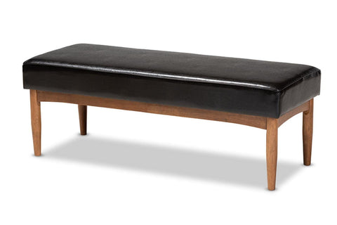 Baxton Studio Arvid Dark Brown Faux Leather Upholstered Wood Dining Bench