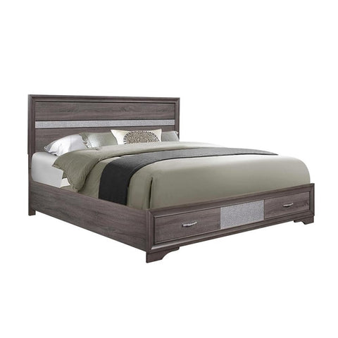 Global Furniture USA Seville Panel Bed in Gray (King: 83 in. L x 79 in. W x 50 in. H)