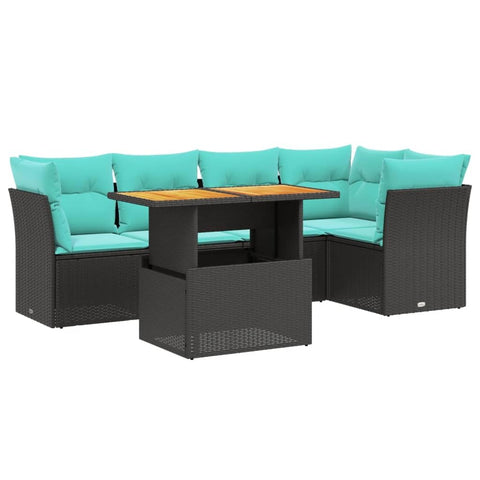 vidaXL Patio Sofa Set with Cushions 5 Piece, Outdoor Sectional Sofa Couch, Patio Conversation Set for Garden Backyard, Black Poly Rattan