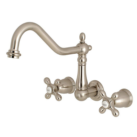 Kingston Brass KS1028AX Heritage Wall Mount Roman Tub Faucet, Brushed Nickel