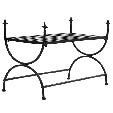 vidaXL Vintage Black Metal Garden Bench 32.7In X 16.5In 21.7In Wrought Iron Seating for Indoor and Outdoor Use Perfect Entryway Dining Areas Furniture Living Room Decorative