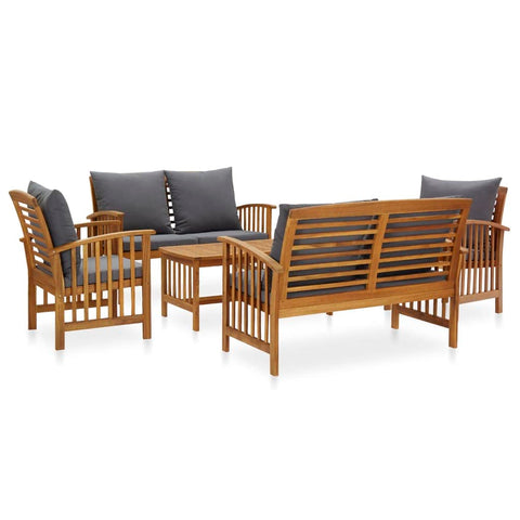 vidaXL Patio Furniture Set 5 Piece, Patio Bench Seat with Coffee Table, Wooden Dining Set for Garden Balcony Porch, Modern, Solid Wood Acacia