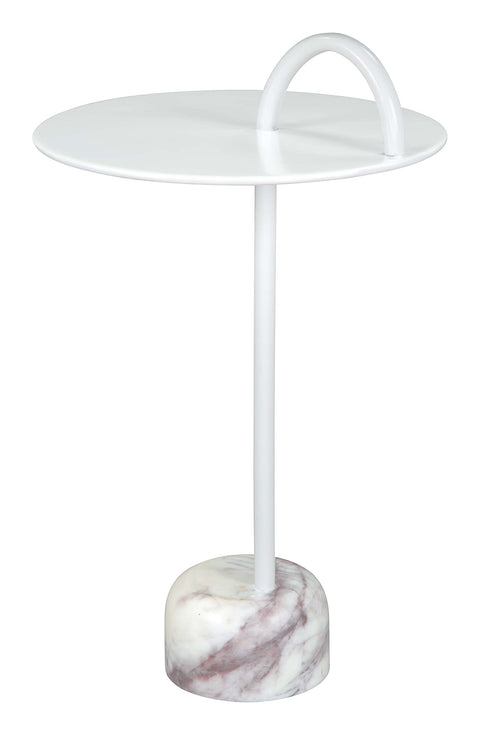 Will Side Table White, White End Table, Modern Style, Powder Coated Iron Round Shape Tabletop, Iron, Indoor Living, 12" W x 12" D x 25" H