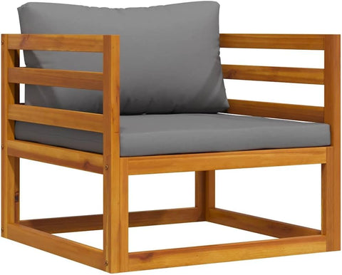 vidaXL Sectional Corner Sofa Set - Solid Acacia Wood with Dark Gray Cushions, Modular Outdoor Lounge, Weather Resistant, 27.6" x 27.6" x 23.6"