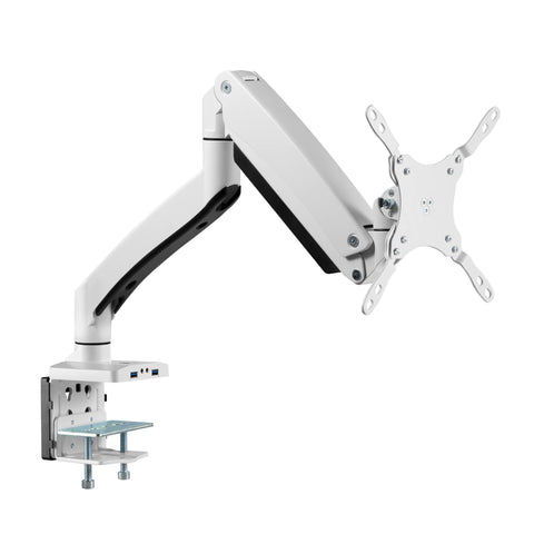 SIIG Single Monitor Desk Mount with Heavy Duty Gas Spring, USB & Audio Ports for 17" to 49" Flat & Curved Screens, VESA, Articulating Monitor Stand (CE-MT3H11-S1)