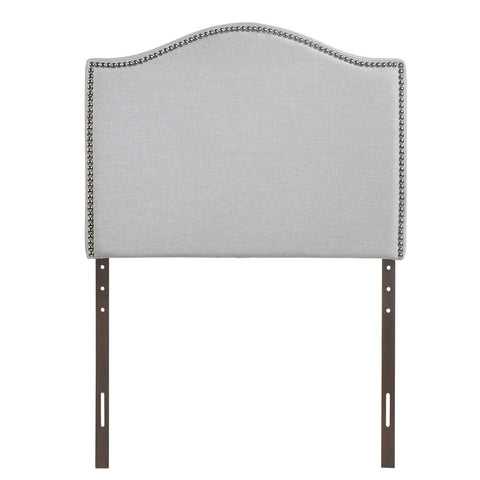 Oakestry Sky Gray Twin Headboard Upholstered in Linen Fabric with Nailhead Trim Curved Shape Elegant Bedroom Accent Padded Tufted for Kids Guest Room Modern and Classic Home Decor