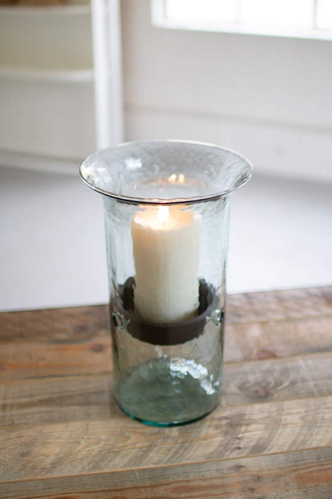 Kalalou CV411 Transitional Original Glass Candle Cylinder W Insert in Light Finish, 7.00 inches