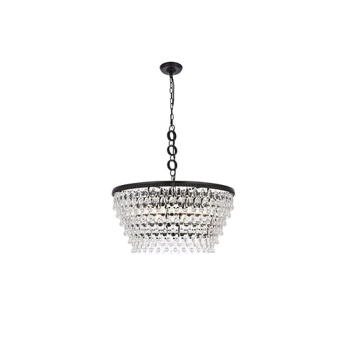 Elegant Lighting Nordic 6 Lights Iron and Crystal Chandelier in Black