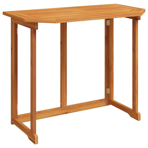 vidaXL Folding Dining Table, Round Patio Table, Solid Acacia Wood Brown for 2 People with Umbrella Hole Compact Design for Garden and Patio 35.4"x19.7"x29.1"