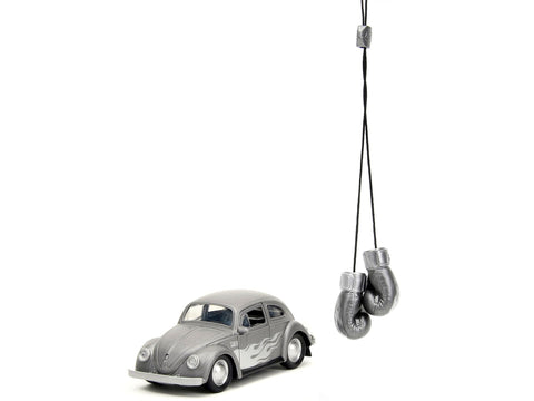 Punch Buggy 1:32 Scale 1959 Volkswagen Beetle Die-cast Car with Mini Gloves Accessory (Grey), Toys for Kids and Adults