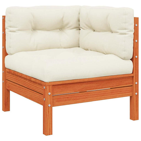 vidaXL Patio Sofa Corner with Cushions, Outdoor Patio Furniture, Sectional Sofa Corner Seat for Garden Pool Backyard, Wax Brown Solid Wood Pine