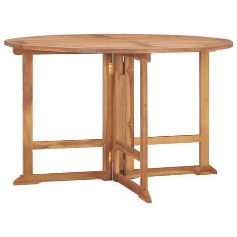 vidaXL Solid Teak Wood Folding Patio Dining Table - Ã˜43.3"x29.5" Round Outdoor Garden Furniture