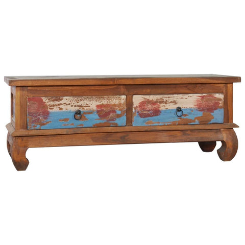 vidaXL Reclaimed Teak Wood TV Stand, Vintage Style TV Cabinet with Claw-Legs Design and Spacious Drawers, Multicolor Pattern, 43.3"x13.8"x15.7" Size