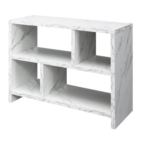 Convenience Concepts Northfield Console Bookcase 38" - 3 Tier Minimalist Living Room Bookshelf, Contemporary Console Entryway Hall Table, Foyer Display Table, White Faux Marble