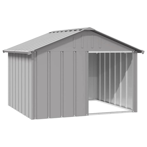 vidaXL Dog House - Durable Galvanized Steel Construction - Weatherproof Dog Kennel - Easy Access with Spacious Entrance - Ideal Outdoor Pet House - Gray