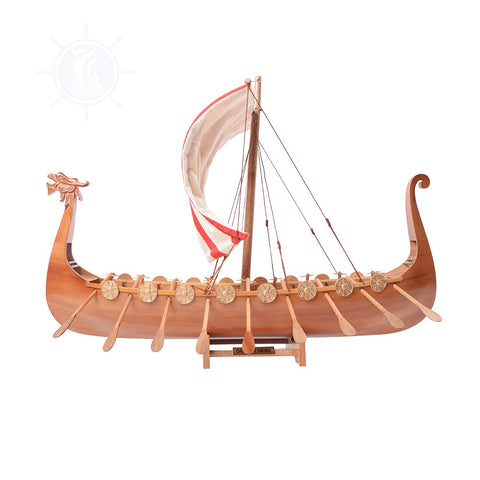 Old Modern Handicrafts Collectible Wood Drakkar Viking Wooden Boat Model - Made from Premium Quality Wood - 25.0L x 7.0W x 20.0H Inches