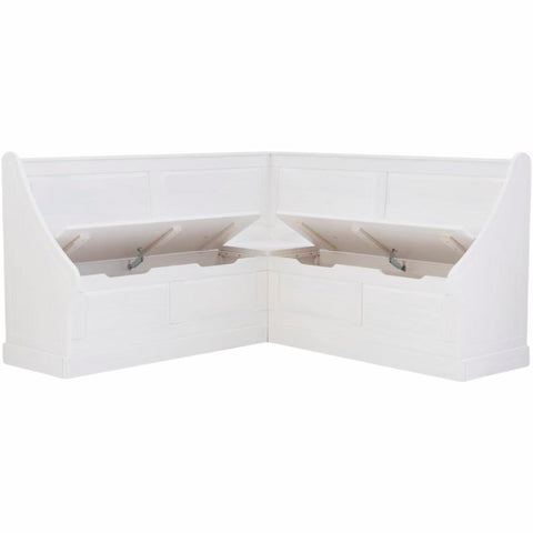 Oakestry White Corner Nook Dining Bench with Hidden Storage, Rounded Edges, Soft-Close Hinges, Space-Saving Breakfast Seating for Kitchen or Dining Room