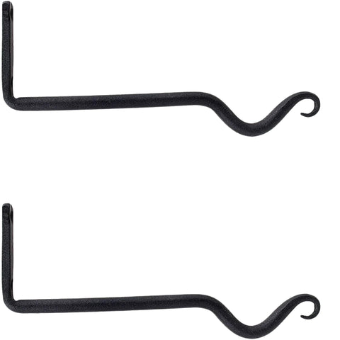 Oakestry Upturned Wall Hook 8 Inch Set of 2 – Heavy Duty Wrought Iron Hooks with Matte Finish for Tools, Bags & Outdoor Hanging