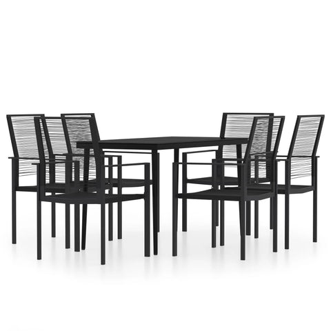 vidaXL Patio Dining Set 7 Piece Garden Outdoor Lawn Yard Terrace Balcony Dining Dinner Table and Chair Seat Seating Furniture Black