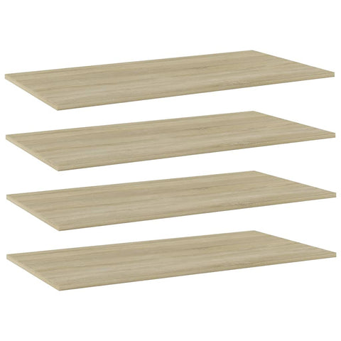 vidaXL 4pcs Engineered Wood Bookshelf Boards - Sonoma Oak, Brown - Modern Style for Living Room, Bedroom or Office