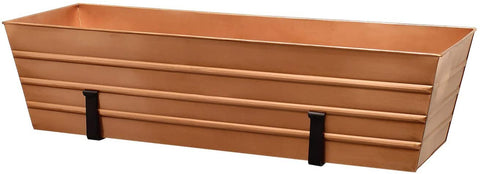 Oakestry C-21C-WM Large Galvanized Steel with Copper Plated Flower Rectangle Window Flower Box with Brackets for Mounting Durable and Weather-Resistant, Copper, Black