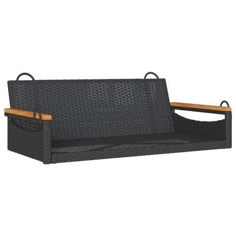 vidaXL Swing Bench Hanging Hammock Chair - Outdoor Garden Black Poly Rattan Patio Seat