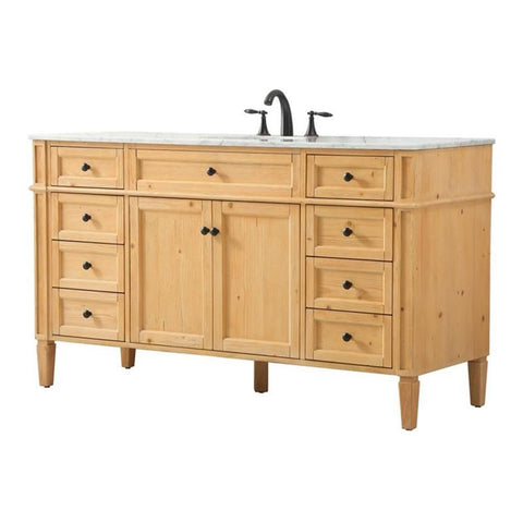 Elegant Decor Park Avenue 60" Aluminum MDF Single Bathroom Vanity - Natural Wood
