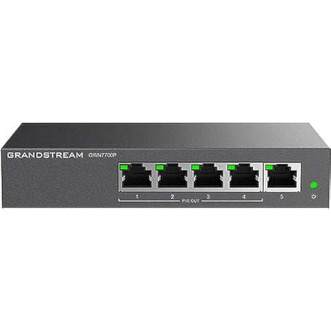 Grandstream GWN7700P | 5-Port Gigabit Ethernet Unmanaged PoE Switch | Plug & Play | Desktop/Wall-Mount | Metal Design