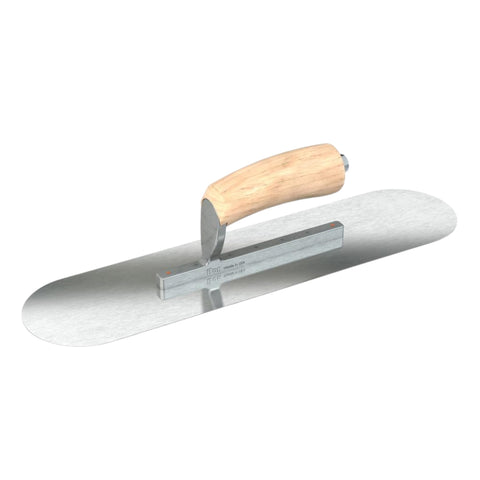Bon Razor Stainless Steel Pool Trowel 14 x 4 with Camel Back Wood Handle Premium Ground Short Shank Professional Finishing Tool