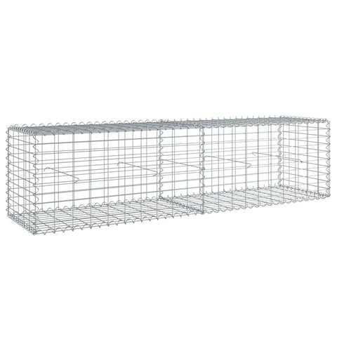 vidaxl Gabion Basket with Cover - Versatile Outdoor Decoration/Structure - Galvanized Iron - 78.7"x19.7"x19.7" - Silver