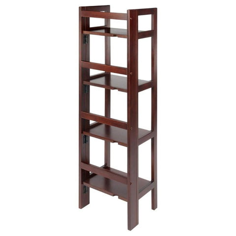 Oakestry Terry Folding Shelving Bookcase Walnut Functional Storage Solution for Books and Decor Versatile Folding Shelves for Easy Storage and Organization Solid Wood Construction with Durable Frame