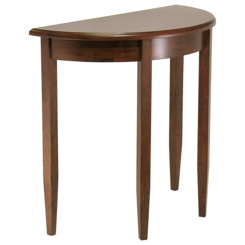 Oakestry Wood Concord Occasional Table 32-Inch Half-Moon Console Table Walnut Finish Elegant Entryway or Accent Table with Tapered Legs Compact Design for Small Spaces