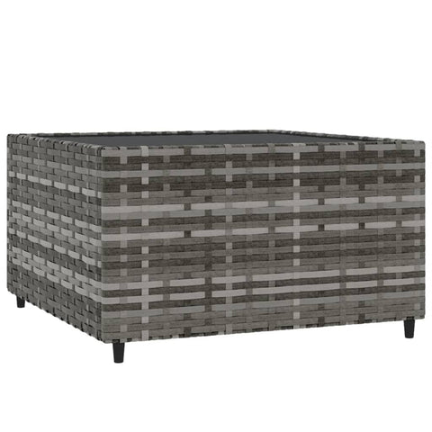 vidaXL Gray Square Patio Coffee Table- Weather Outdoor Furniture with Tempered Glass Top and PE Rattan Material
