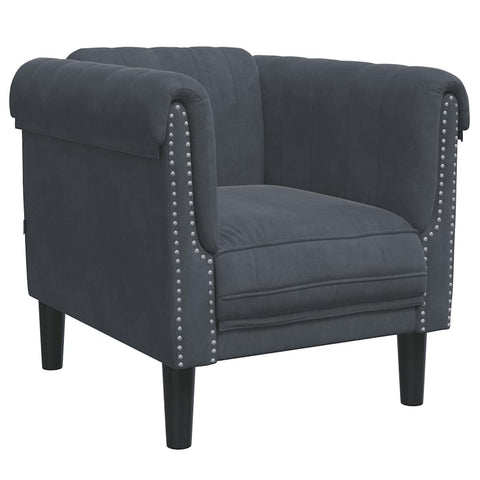 vidaXL - Dark Gray Velvet Upholstered Armchair - 1-Seater Sofa Chair - Modern Accent Chair for Living Room/Bedroom