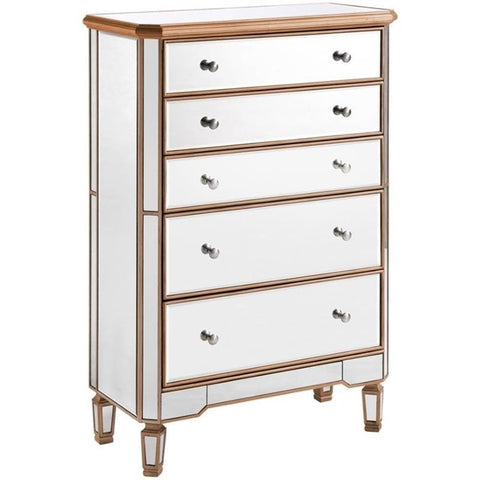 Elegant Lighting Contemporary Contempo 5 Drawer Cabinet 33" x 16" x 49" in Gold Paint