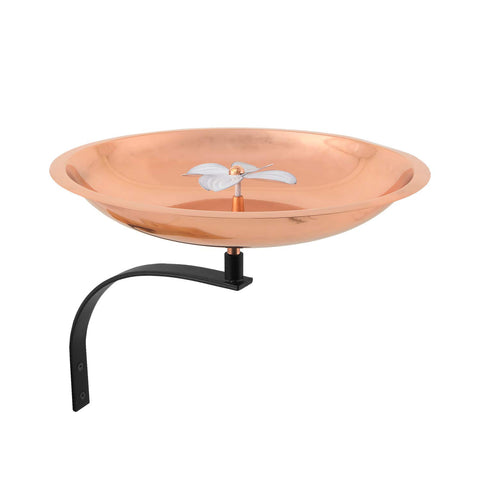 Achla Designs BB-08-WM Dogwood Wall Mount Bracket Birdbath, Copper Plated and Colored Patina Finish, Black