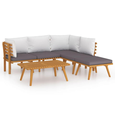 vidaXL Patio Lounge Set 6 Piece, Sectional Sofa for Outdoor Backyard, Couch with Cushions, Patio Furniture Set with Table, Solid Wood Acacia