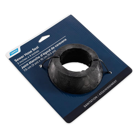 Camco 4" x 3" Sewer Hose Seal | Connects Directly on RV Sewer Hose for an Odor Proof Connection to Dump Station | Black (39313)
