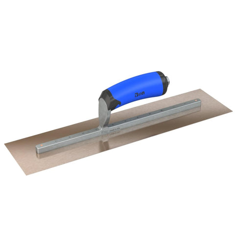 Bon Golden Stainless Steel Finishing Trowel - 18" x 5" | Professional Square-End Concrete Trowel with Comfort Wave Handle | Ergonomic Grip for Smooth and Even Finishing