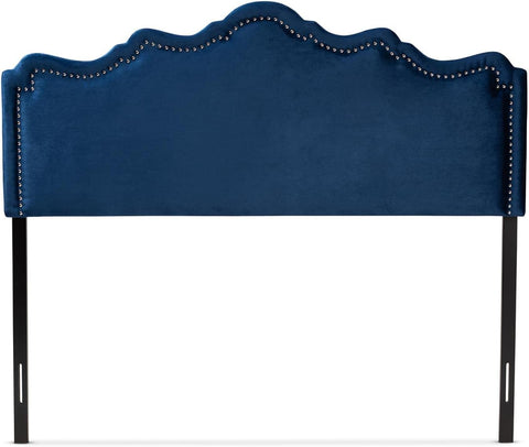 Baxton Studio Nadeen Modern and Contemporary Navy Blue Velvet Fabric Upholstered Full Size Headboard