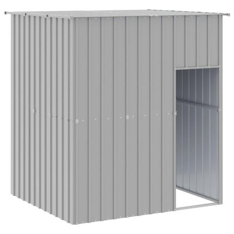 vidaXL Dog House, Dog Kennel with Roof, Lockable Dog Crate for Outdoor Garden Backyard, Puppy Playpen, Light Grey Galvanised Steel, 18.5" x 47.2"