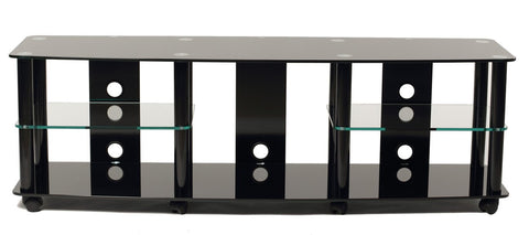 TransDeco TV Stand with Wheel Center Shelf, 75" LCD/LED TV, Black