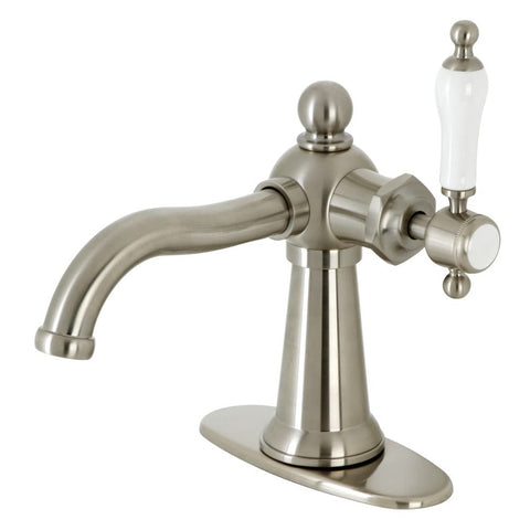 Kingston Brass KSD154KLBN Nautical Single-Handle Bathroom Faucet with Push Pop-Up, 6 x 6.31 x 9.06, Brushed Nickel