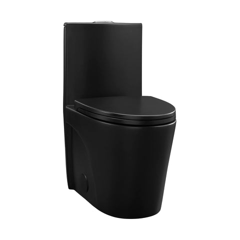 Swiss Madison St. Tropez SM-1T254MB One-Piece Elongated Toilet Vortex Dual-Flush 1.1/1.6 gpf with Comfort Chair Seat ADA Height in Matte Black