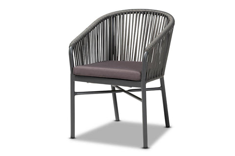 Baxton Studio Marcus Modern and Contemporary Grey Finished Rope and Metal Outdoor Dining Chair