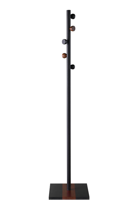 Proman Products Ichimi Indoor Freestanding Coat Rack with 5 Hooks for Entryway, Bedroom, Hallway, Living Room, Office (Black)